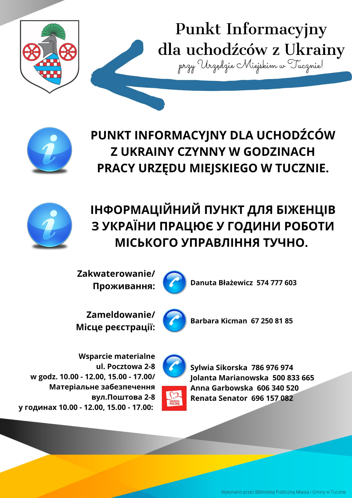 Punkt informacyjny dla uchodźców z Ukrainy - Urząd Miejski w Tucznie 