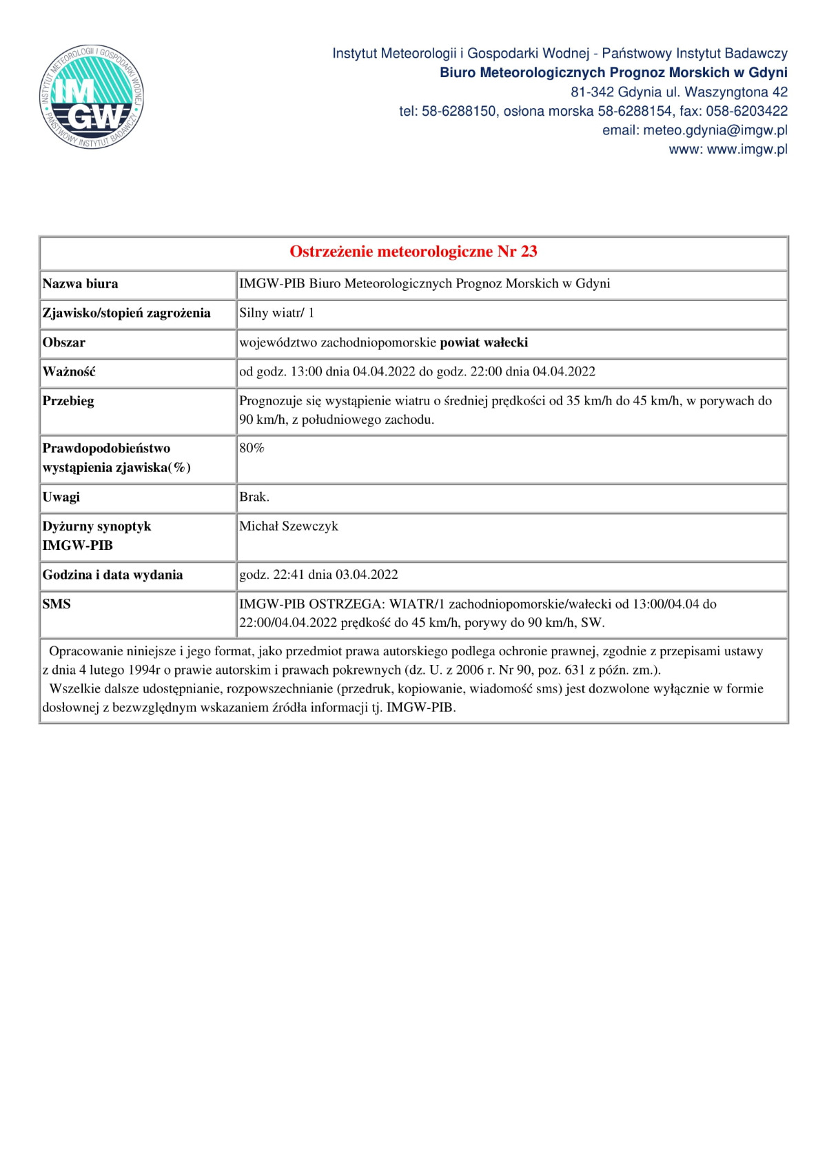 Ostrzeżenie meteorologiczne 