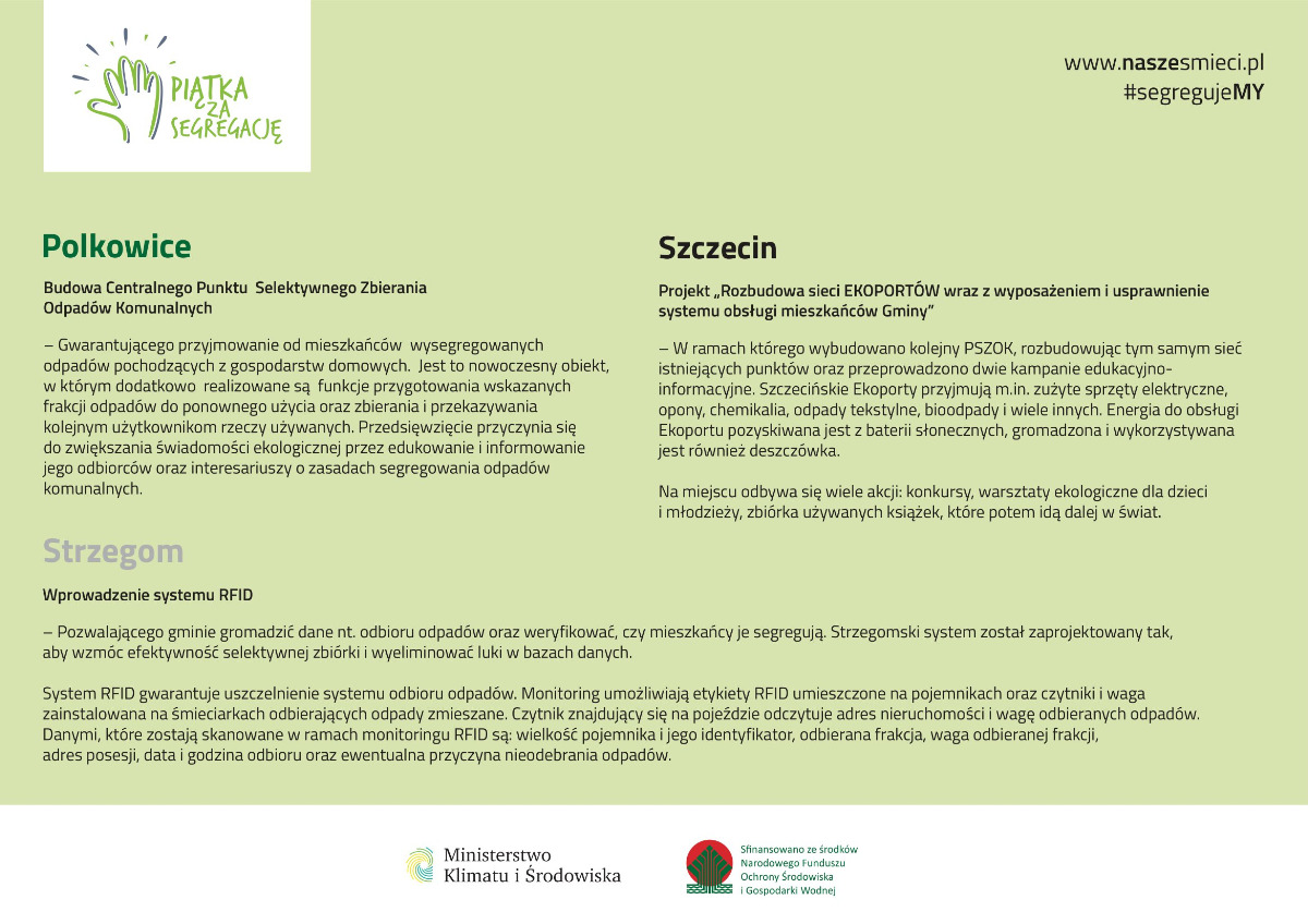 Jednolity System Segregacji Odpadów (JSSO)* Przewodnik dla gmin ulotka informacyjna