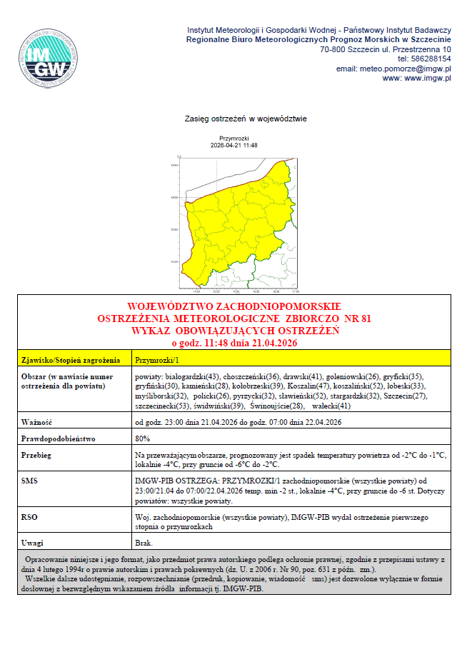 Zdjęcie: KOMUNIKAT IMGW