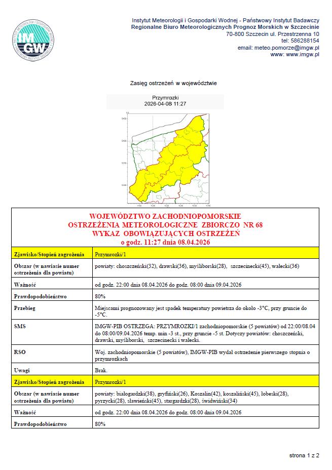 Zdjęcie: Komunikat IMGW