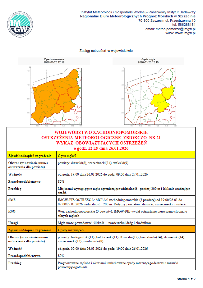 Zdjęcie: OSTRZEŻENIE IMGW
