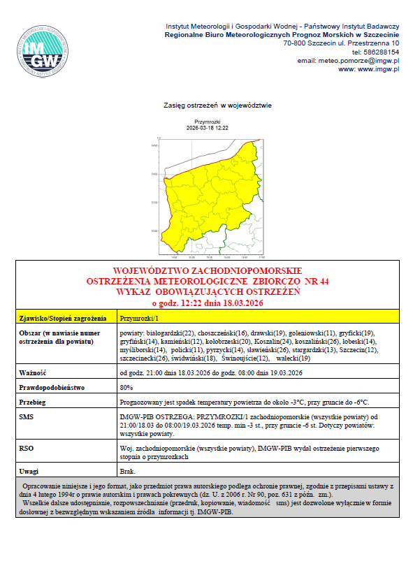 Zdjęcie: KOMUNIKAT IMGW