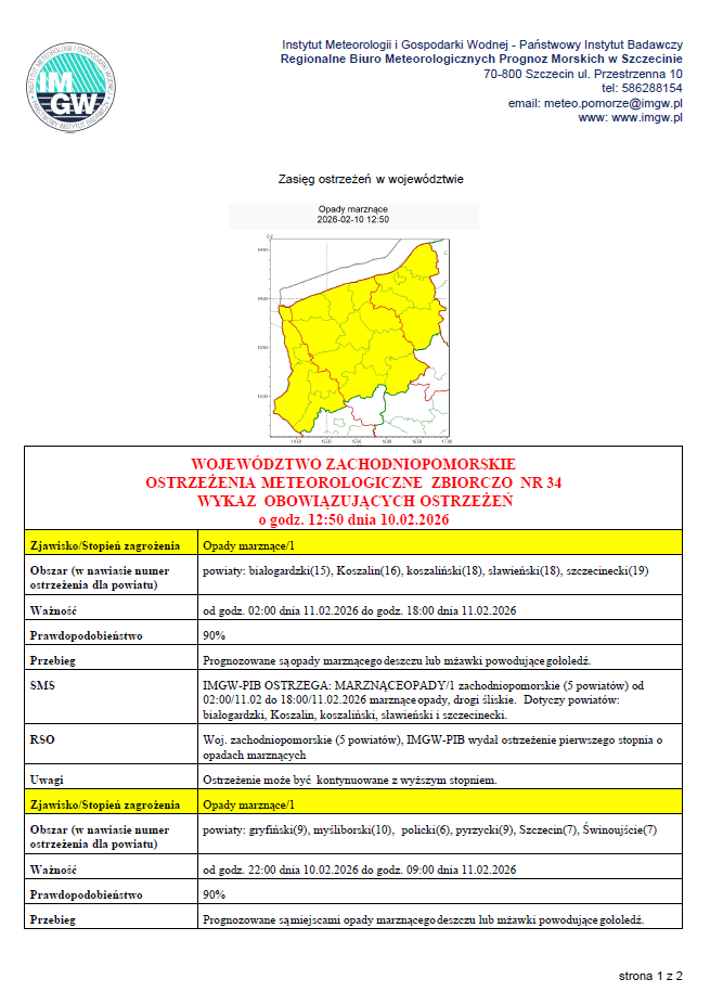 Zdjęcie: UWAGA ! MARZNĄCE OPADY !