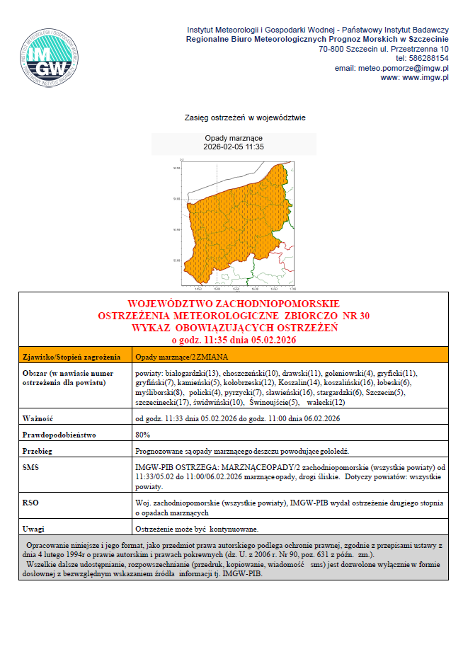 Zdjęcie: OSTRZEŻENIA METEOROLOGICZNE