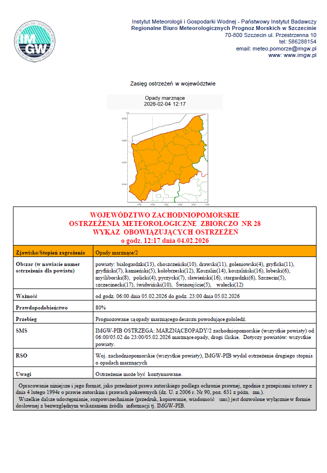 Zdjęcie: OSTRZEŻENIE IMGW !!!