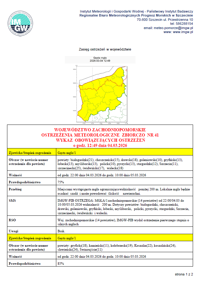 Zdjęcie: UWAGA ! GĘSTA MGŁA !