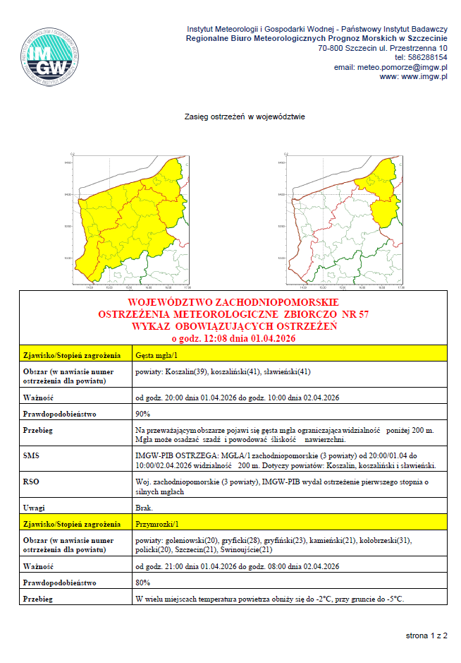 Zdjęcie: Komunikat IMGW