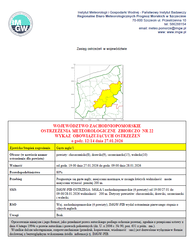 Zdjęcie: OSTRZEŻENIE IMGW