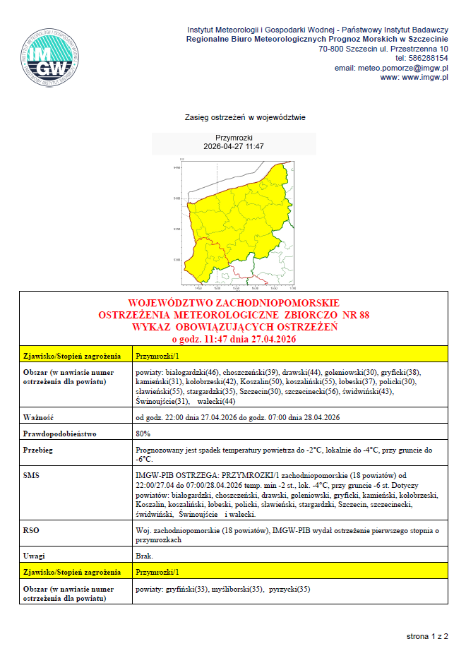 Zdjęcie: Ostrzeżenie IMGW