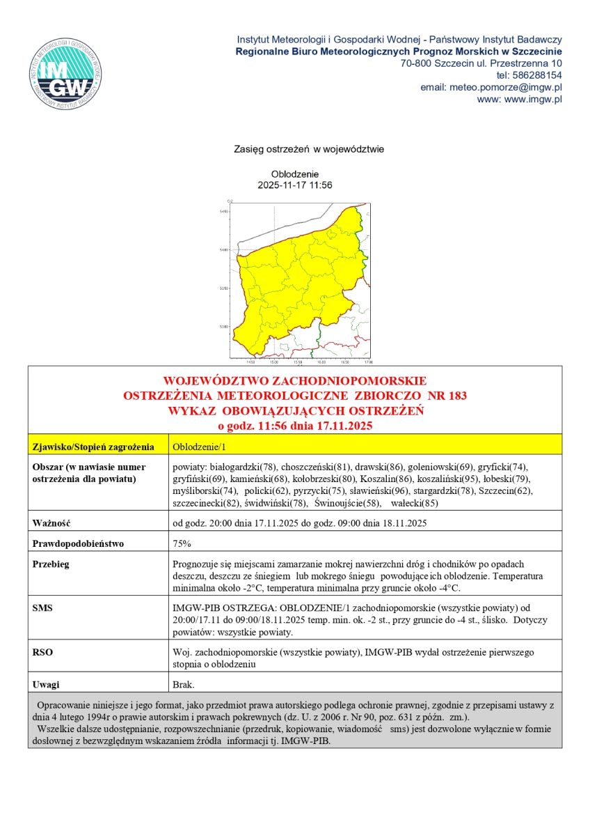 Zdjęcie: Ostrzeżenie meteorologiczne IMGW