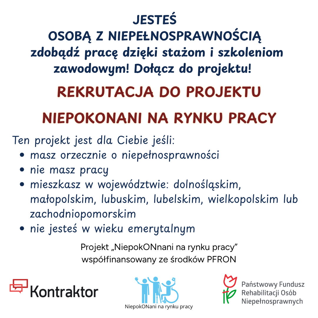 Zdjęcie: Rekrutacja do projektu „NiepokONani na rynku pracy”