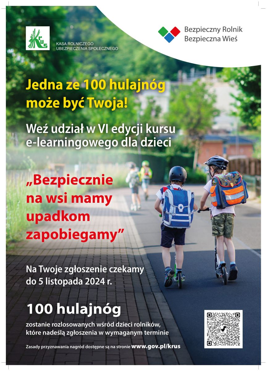 Zdjęcie: Kurs e-learningowy dla dzieci „Bezpiecznie na wsi mamy – upadkom zapobiegamy