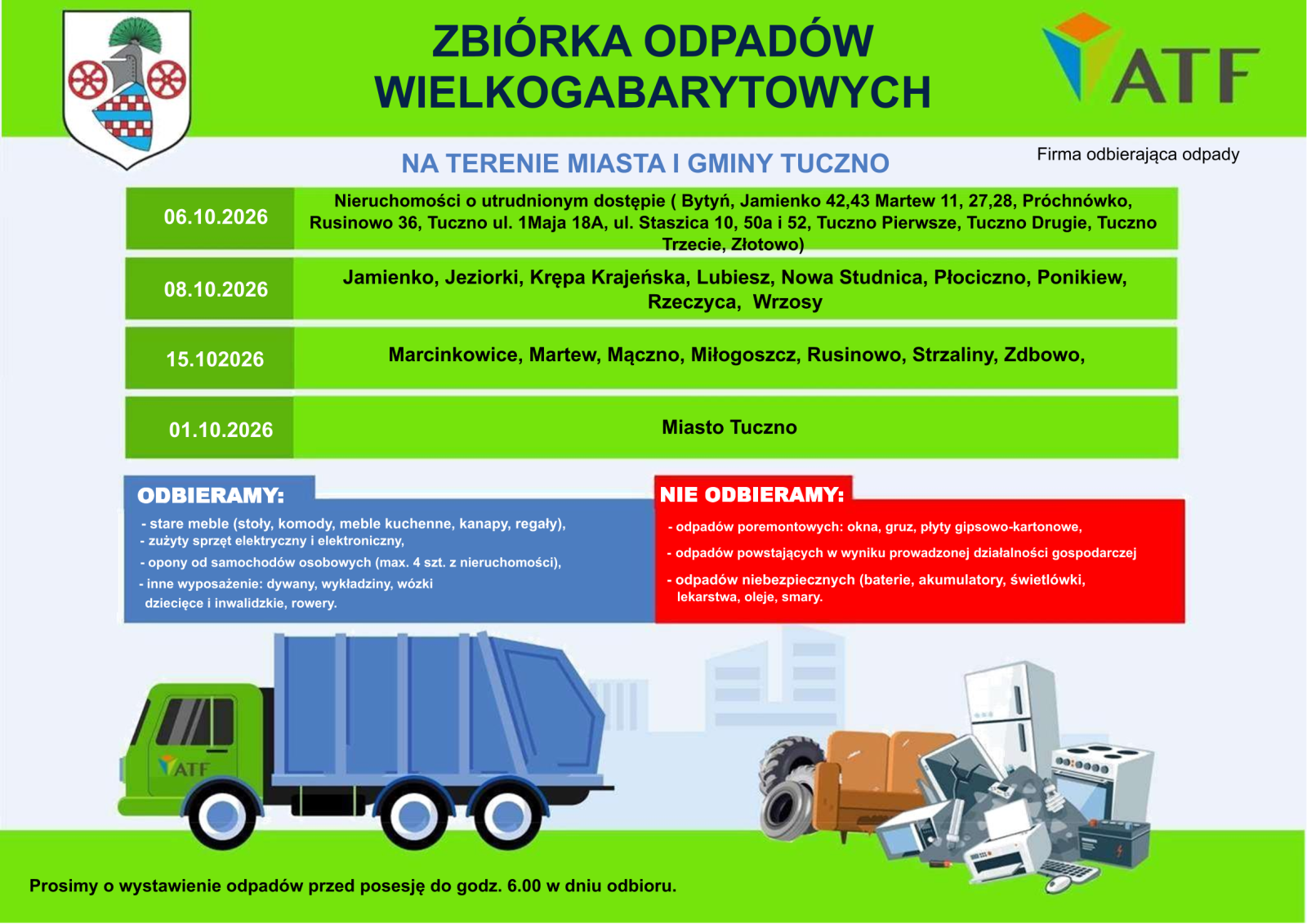 Zdjęcie: Zbiórka odpadów wielkogabarytowych październik 2026