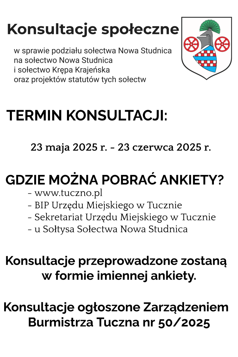 Zdjęcie: Ogłoszenie konsultacji społecznych dotyczących podziału sołectwa Nowa Studnica na sołectwo Nowa Studnica i sołectwo Krępa Krajeńska