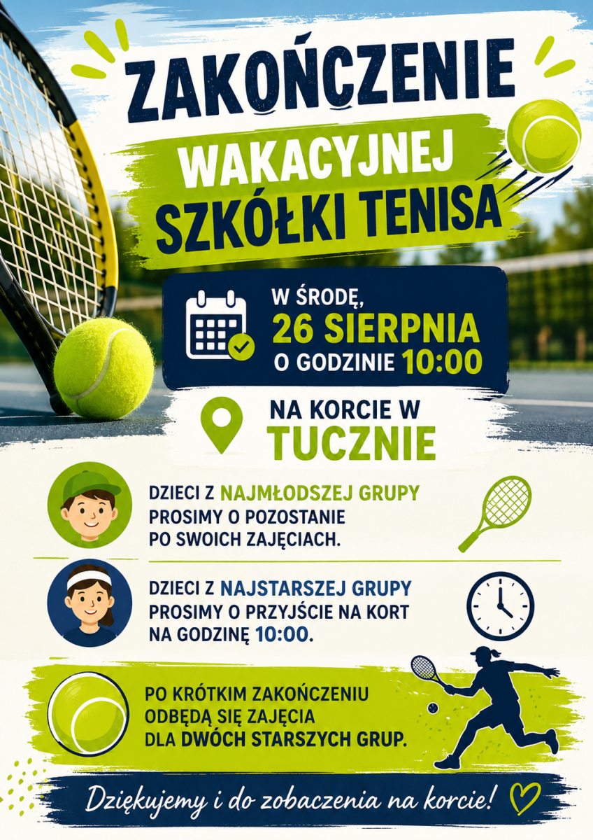 Zdjęcie: Zakończenie wakacyjnej szkółki tenisa
